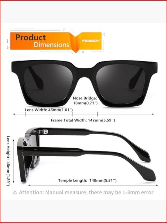 Retro Square Sunglasses Unisex Rectangle Thick Frame UV400 Protection Plastic main image 7